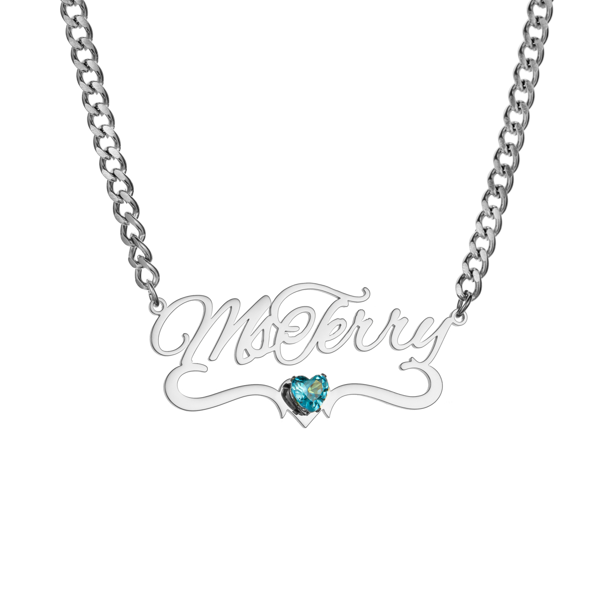 Custom Name Ribbon Birthstone Necklace