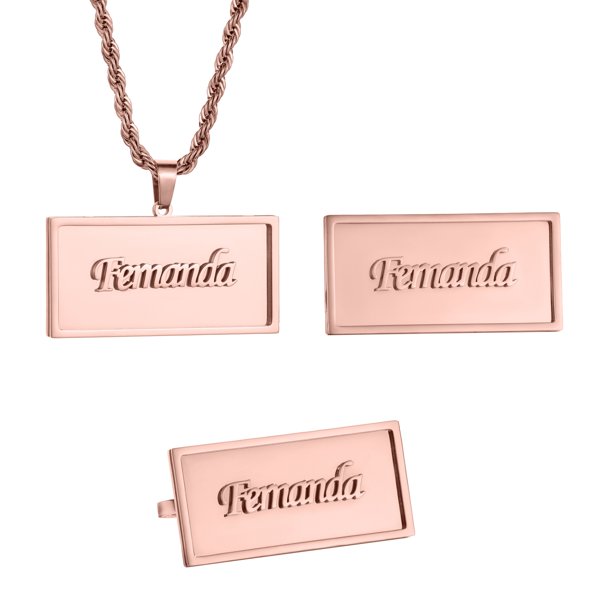 Custom Three Piece Set with the Hip-hop Design of a Rectangular Block Shape