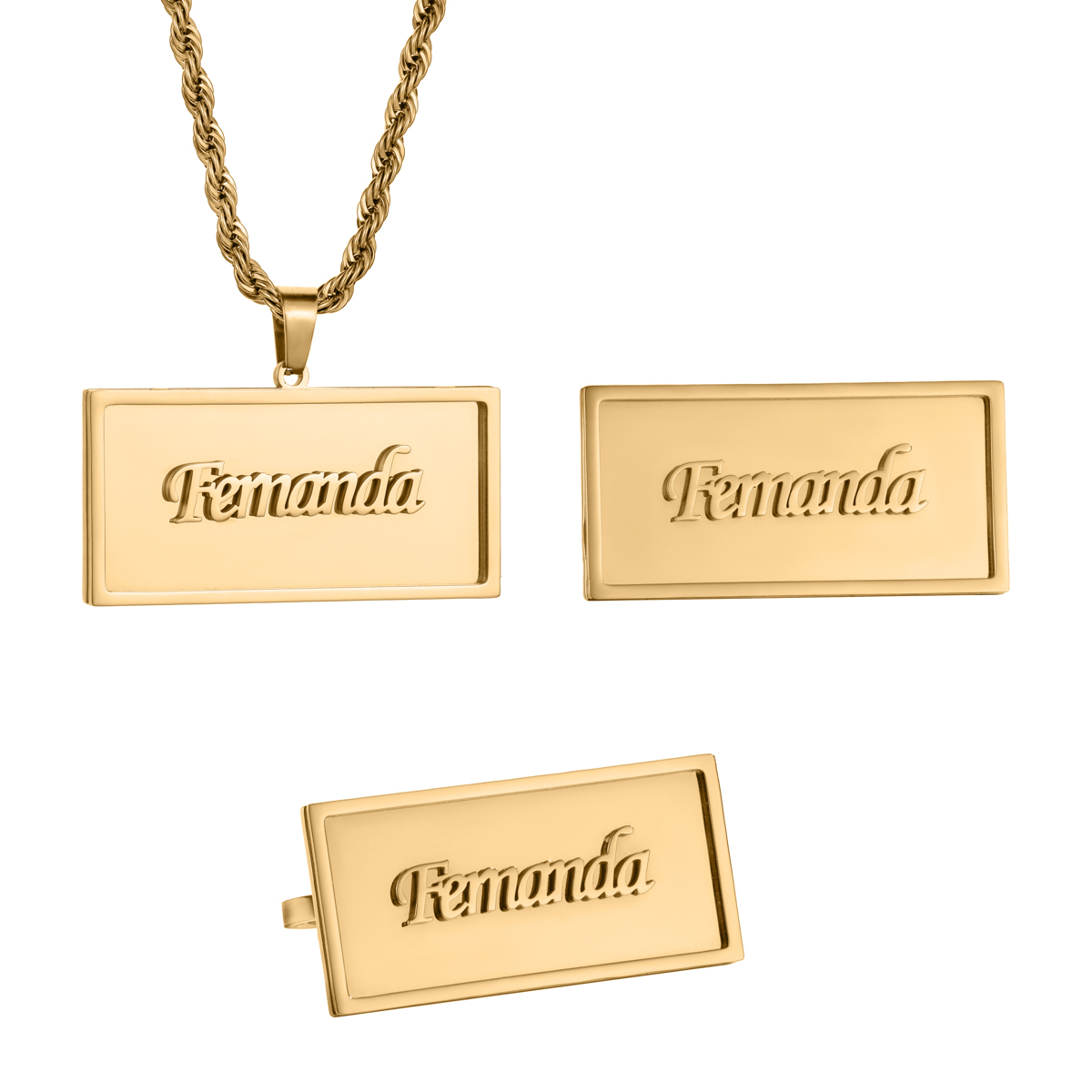 Custom Three Piece Set with the Hip-hop Design of a Rectangular Block Shape