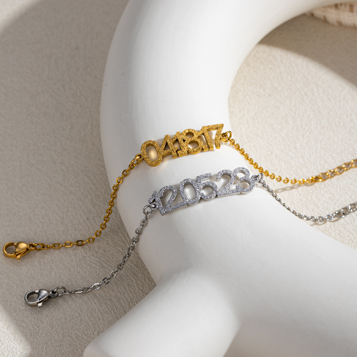Customized Sand-Pressed Bracelet with Commemorative Significance Numbers 