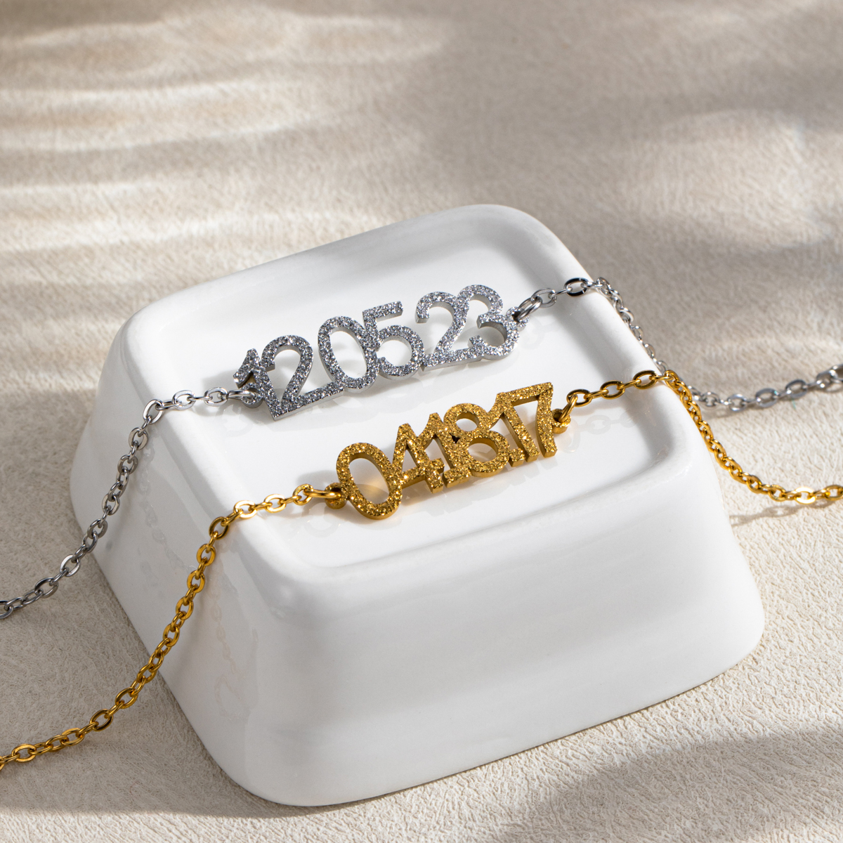 Customized Sand-Pressed Bracelet with Commemorative Significance Numbers 