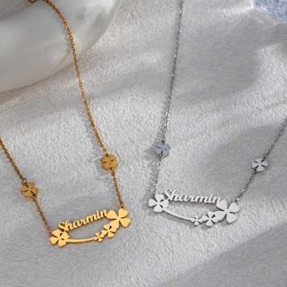 Customized Name Four-leaf Clover Necklace