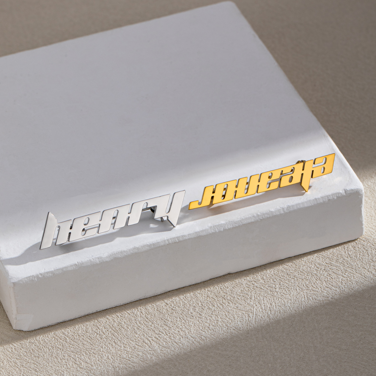 Custom Alphabet Brooch with a Sense of Technological Futurism
