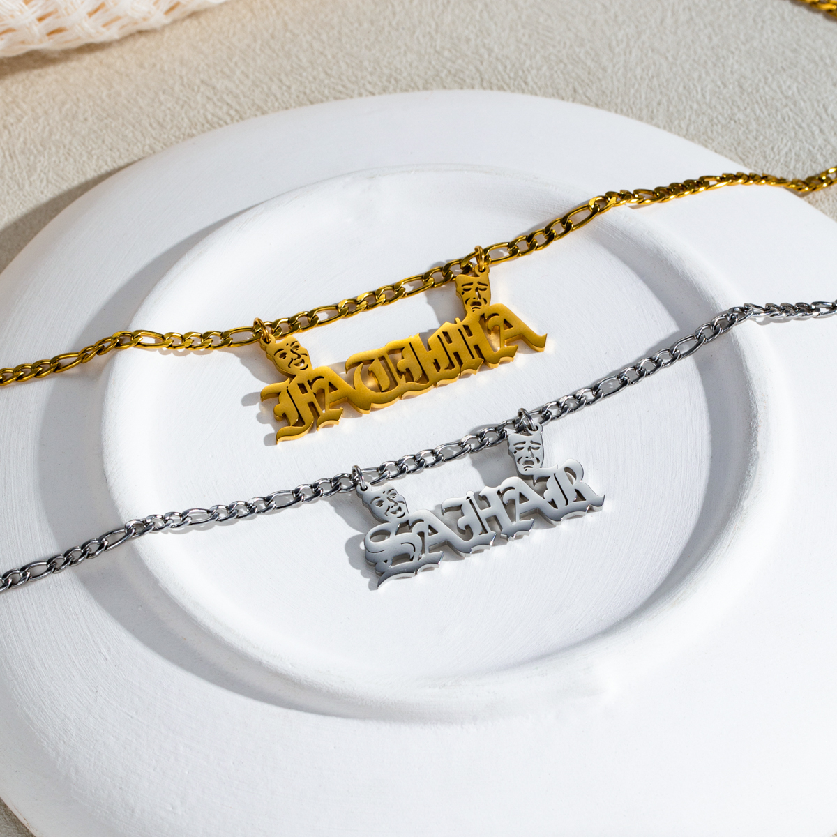Personalized Retro Masks and Customized Name Necklaces