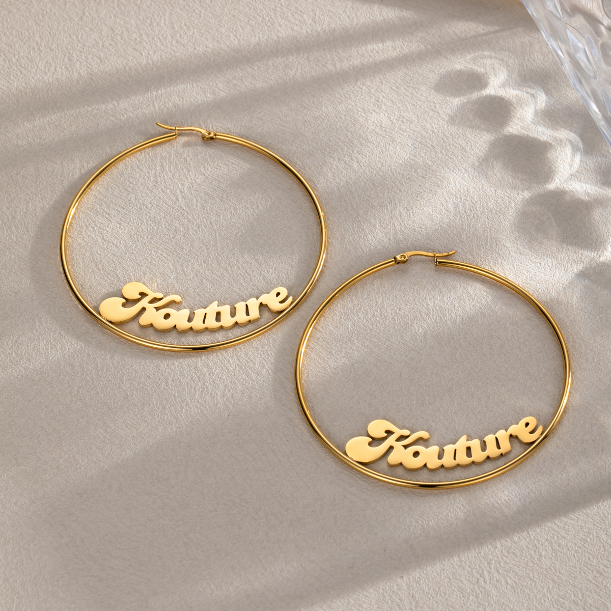 Stainless Steel Custom Name Hoop Earrings