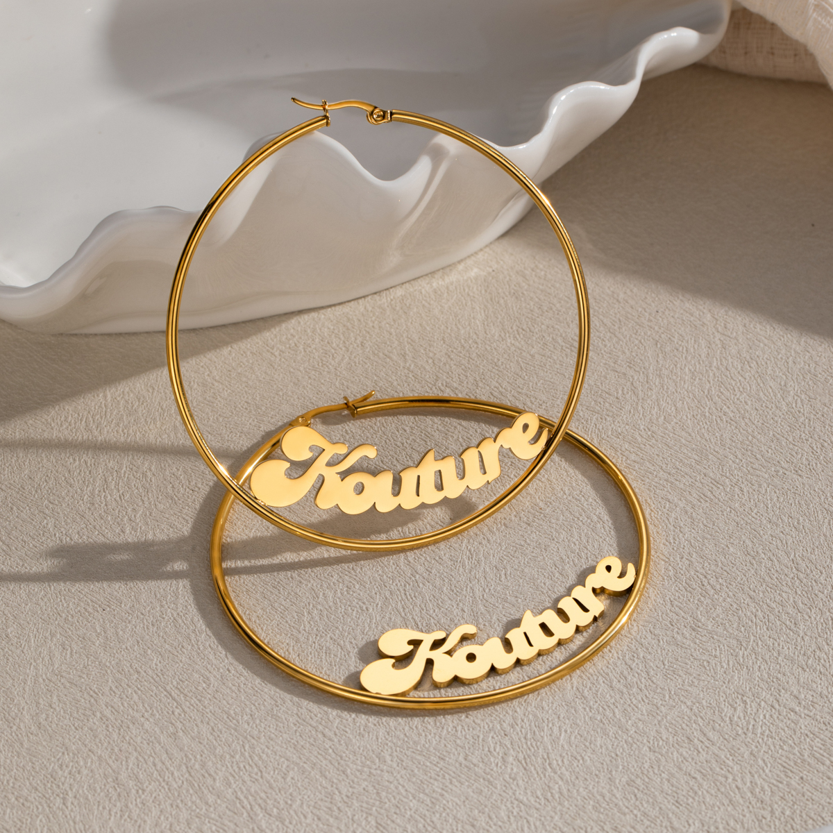 Stainless Steel Custom Name Hoop Earrings