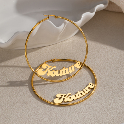 Stainless Steel Custom Name Hoop Earrings