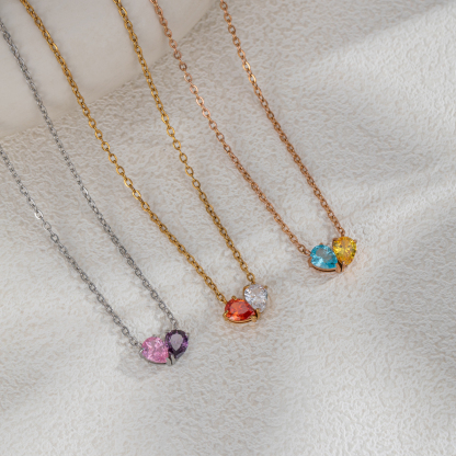 Double Teardrop Birthstone Necklace