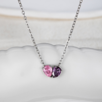 Double Teardrop Birthstone Necklace