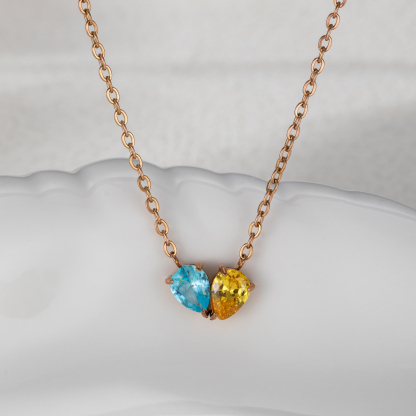 Double Teardrop Birthstone Necklace