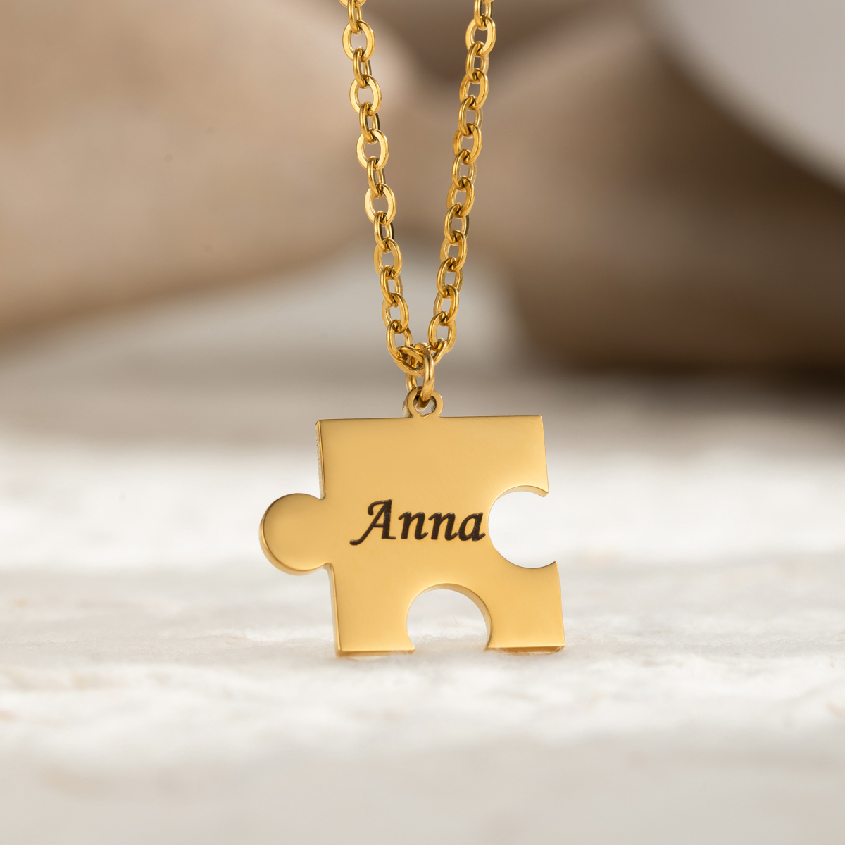Customized Name Necklaces for Lover with Puzzle