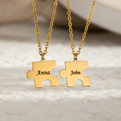 Customized Name Necklaces for Lover with Puzzle