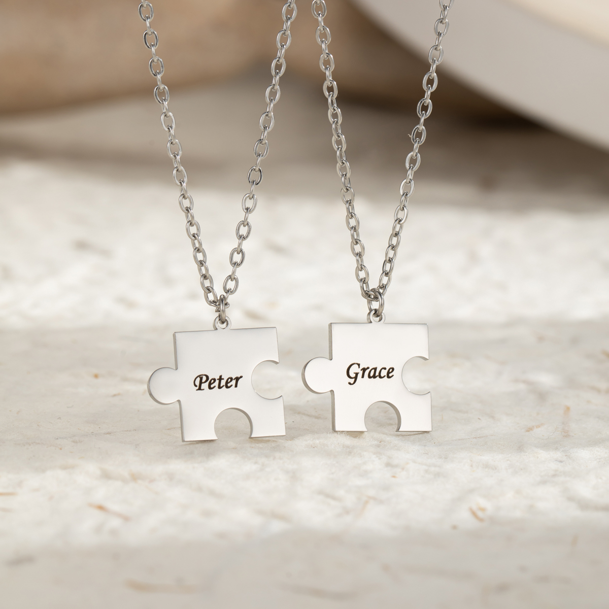 Customized Name Necklaces for Lover with Puzzle