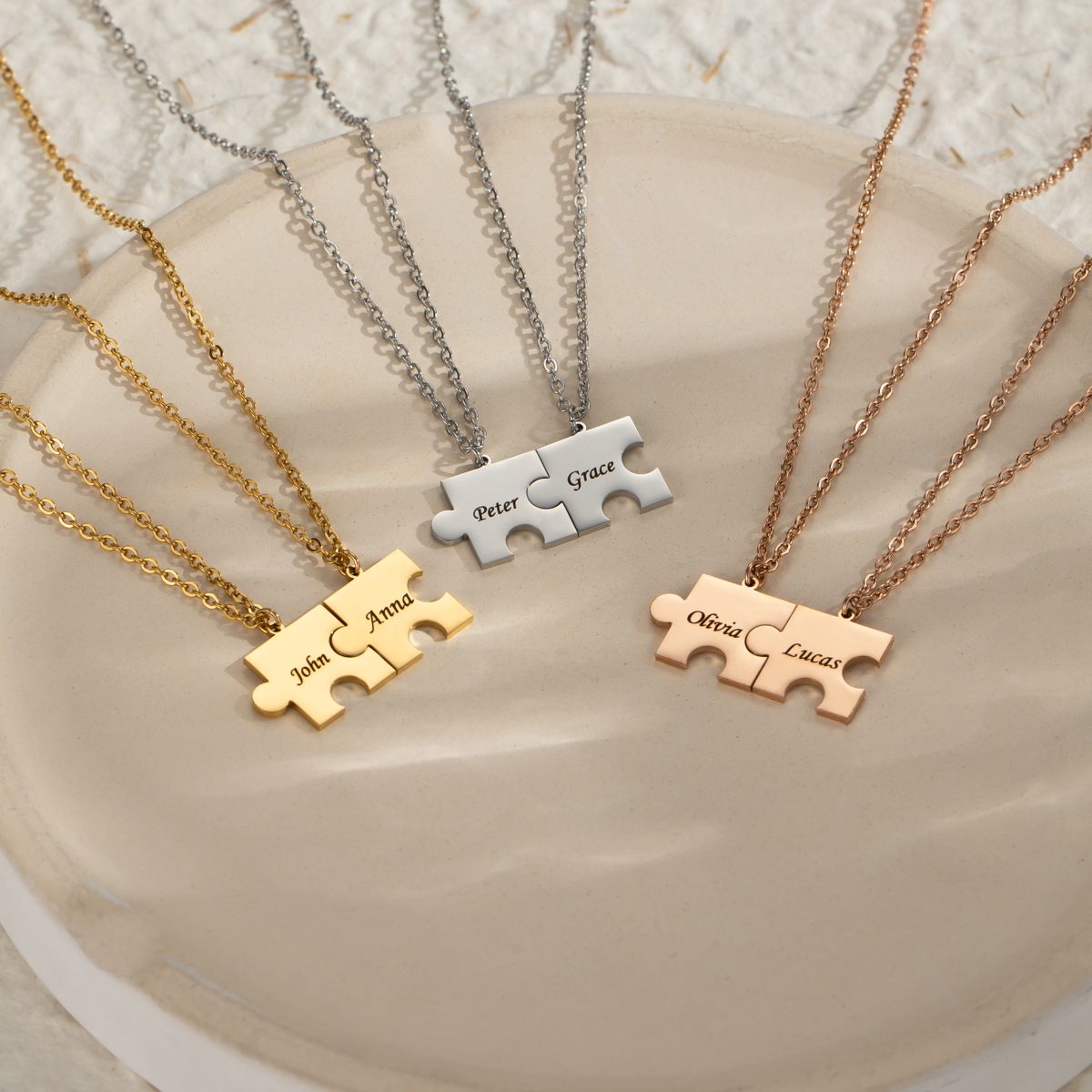 Customized Name Necklaces for Lover with Puzzle