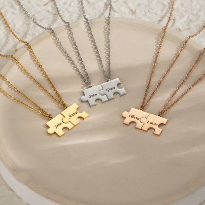 Customized Name Necklaces for Lover with Puzzle