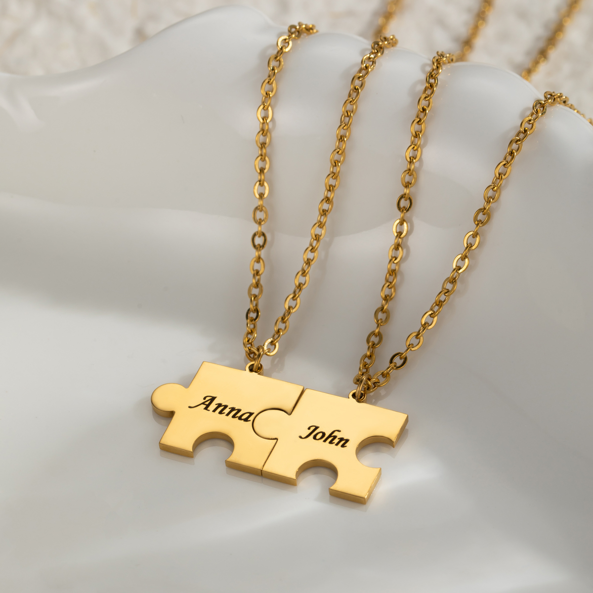 Customized Name Necklaces for Lover with Puzzle
