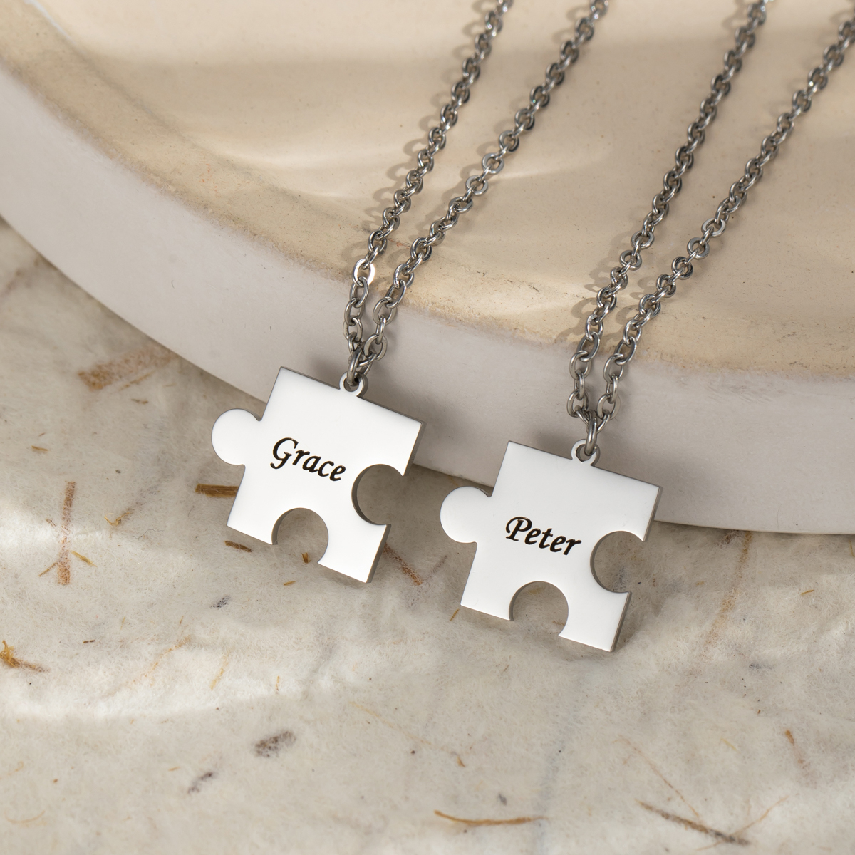 Customized Name Necklaces for Lover with Puzzle