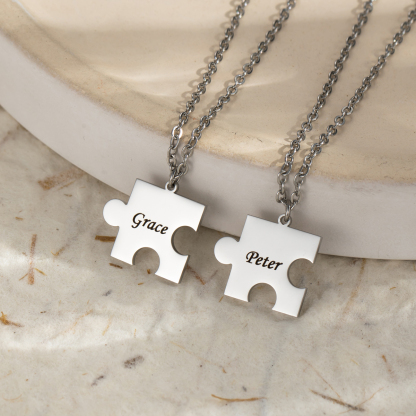 Customized Name Necklaces for Lover with Puzzle