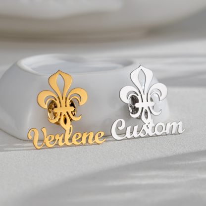 Custom Name Fleur-de-lis Brooch