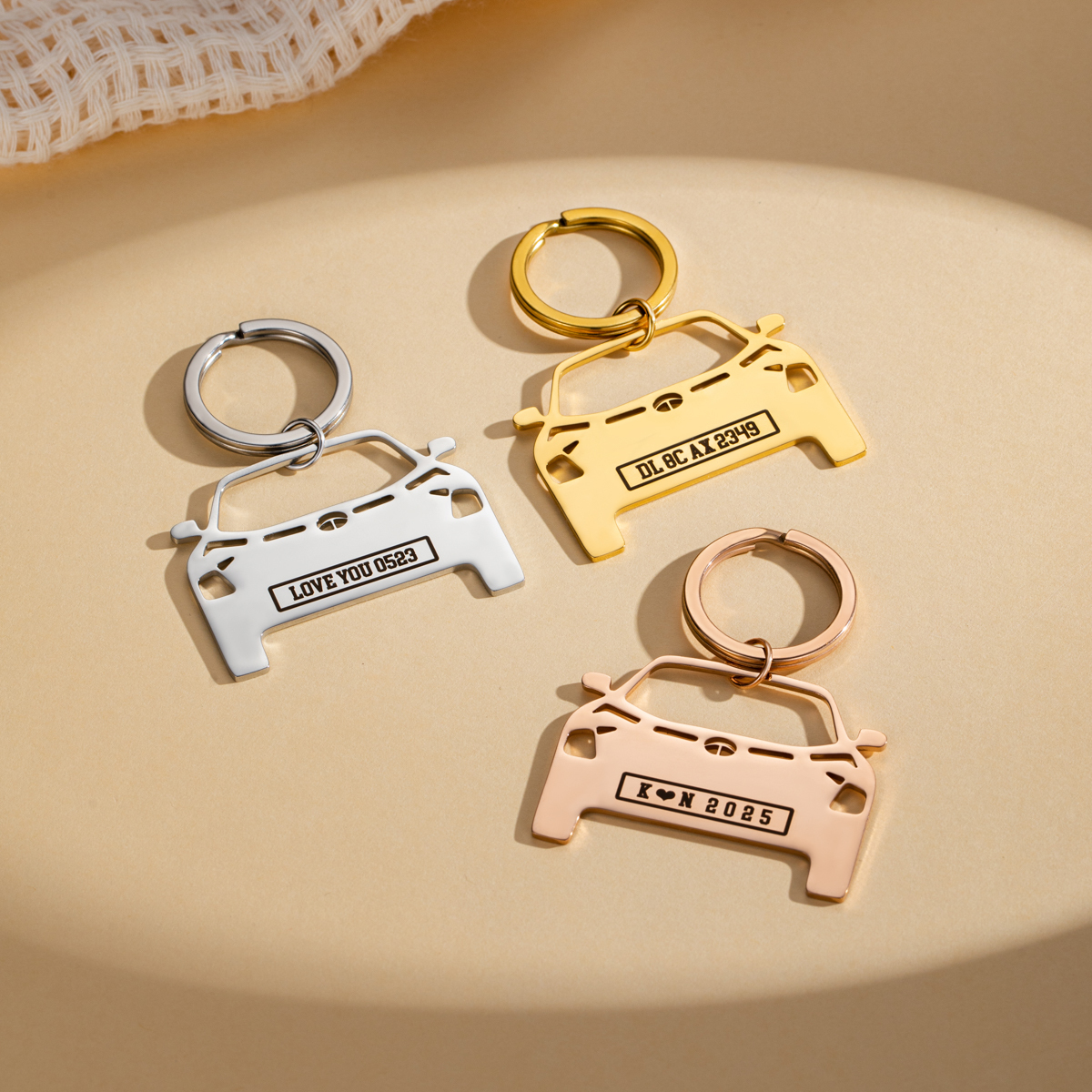 Customized Sentence Car Keychain in the Shape of Car