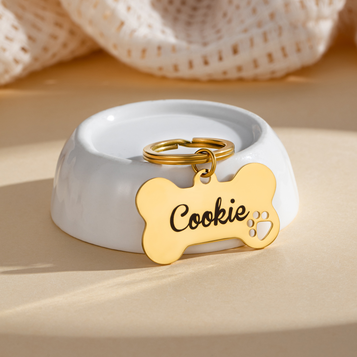 Custom Name Keychain in the Shape of a Dog Bone