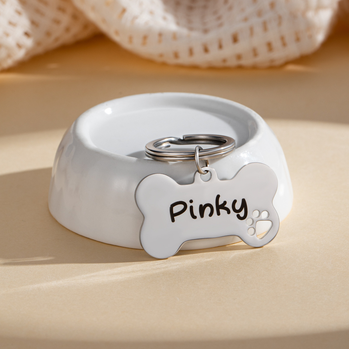 Custom Name Keychain in the Shape of a Dog Bone