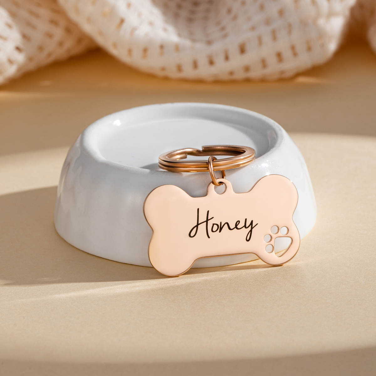 Custom Name Keychain in the Shape of a Dog Bone