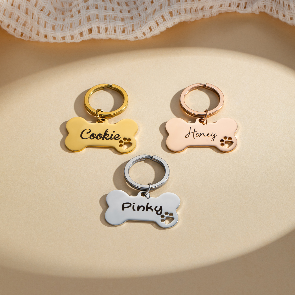 Custom Name Keychain in the Shape of a Dog Bone