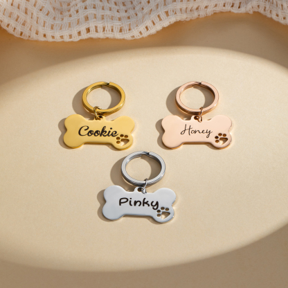 Custom Name Keychain in the Shape of a Dog Bone