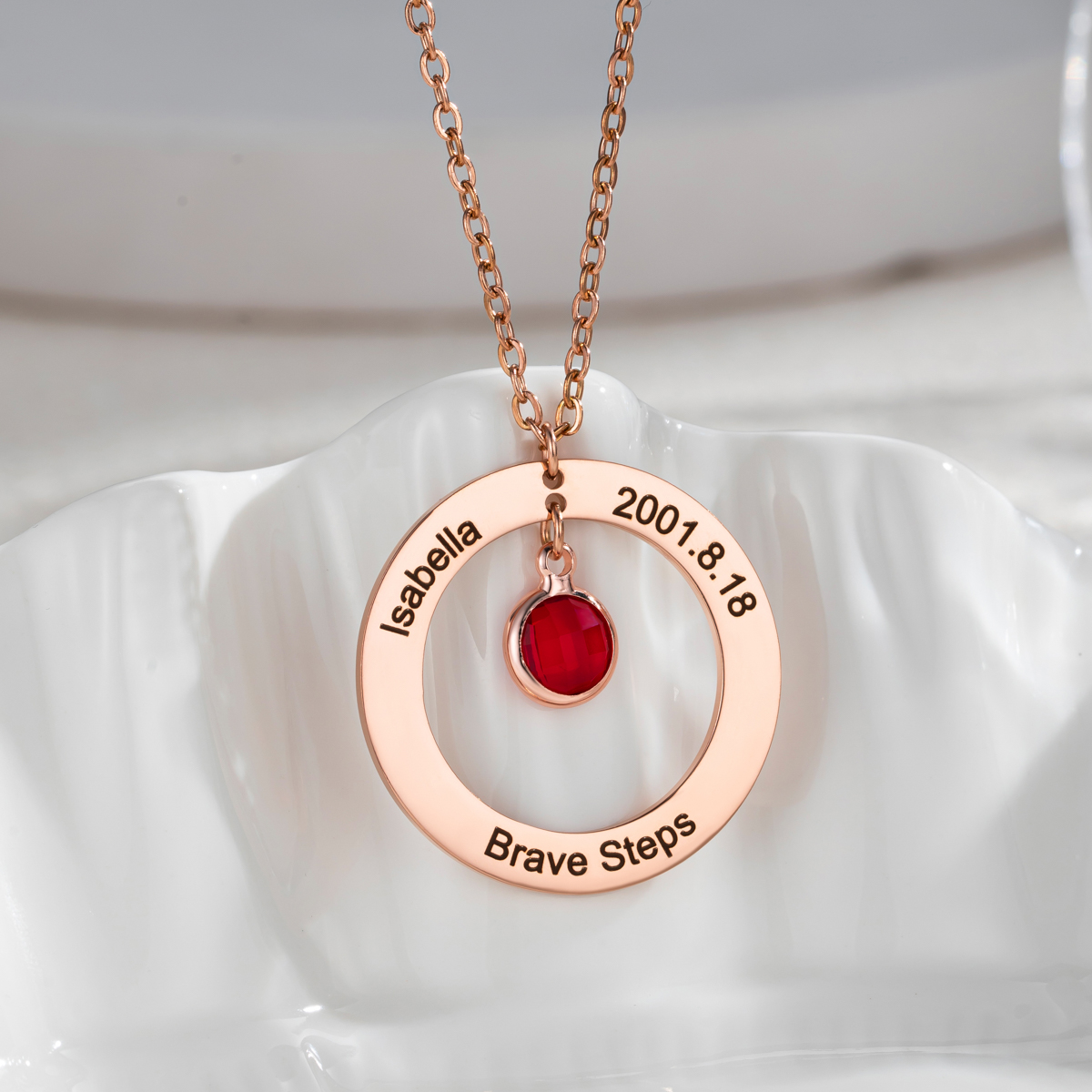 Personalized Birthstone Necklace with Your Own Personal Information
