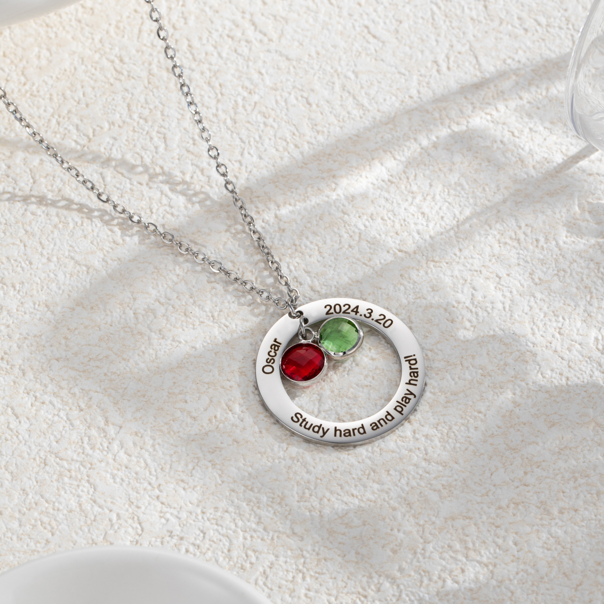 Personalized Birthstone Necklace with Your Own Personal Information