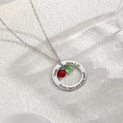 Personalized Birthstone Necklace with Your Own Personal Information