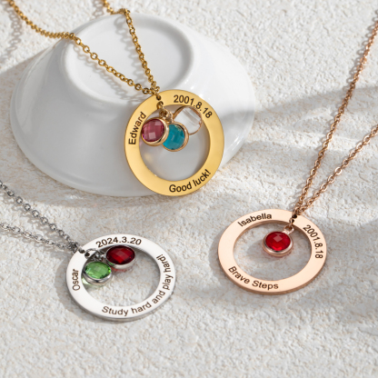 Personalized Birthstone Necklace with Your Own Personal Information