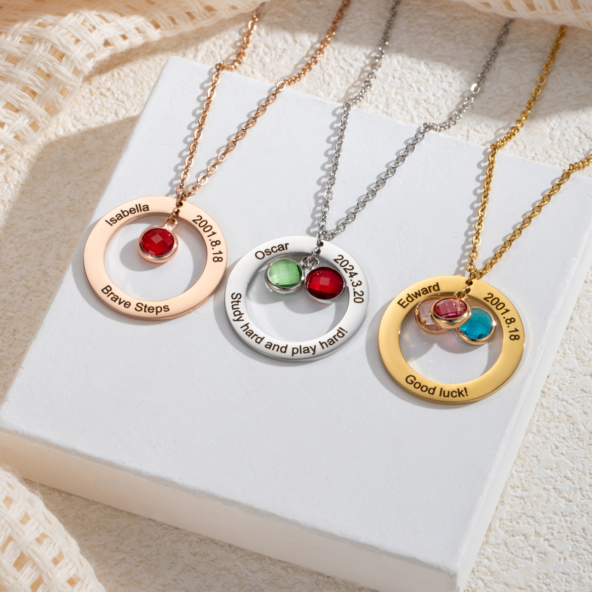 Personalized Birthstone Necklace with Your Own Personal Information