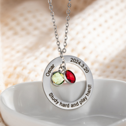 Personalized Birthstone Necklace with Your Own Personal Information