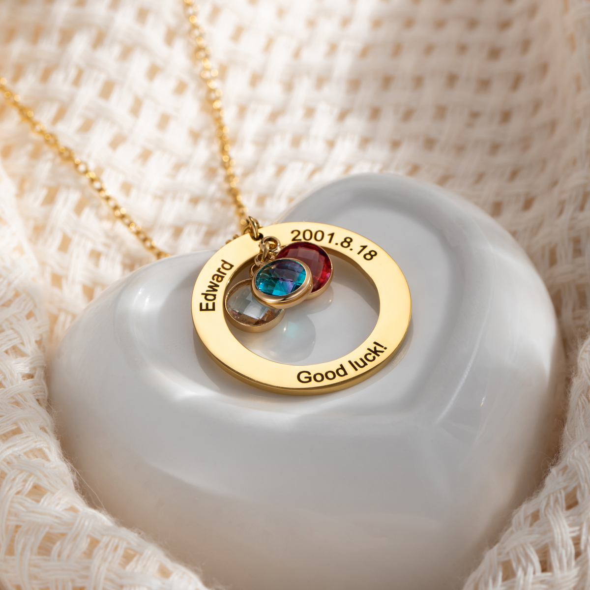Personalized Birthstone Necklace with Your Own Personal Information