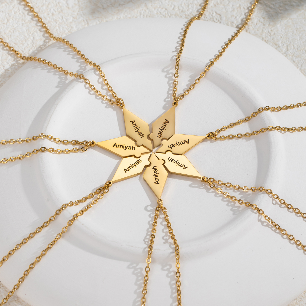 Customized Necklace with Snowflake Shape and Multiple Name Puzzles