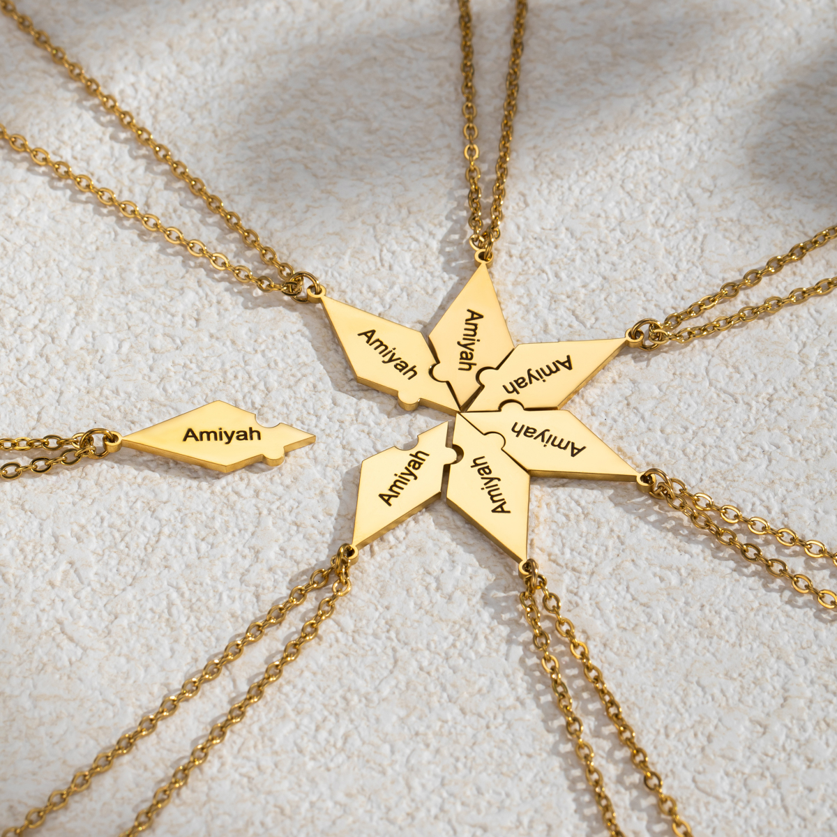 Customized Necklace with Snowflake Shape and Multiple Name Puzzles