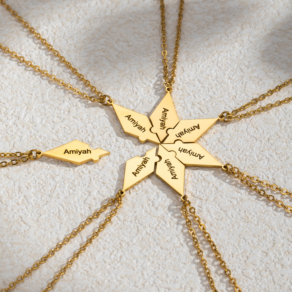 Customized Necklace with Snowflake Shape and Multiple Name Puzzles