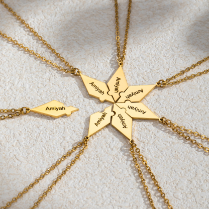 Customized Necklace with Snowflake Shape and Multiple Name Puzzles
