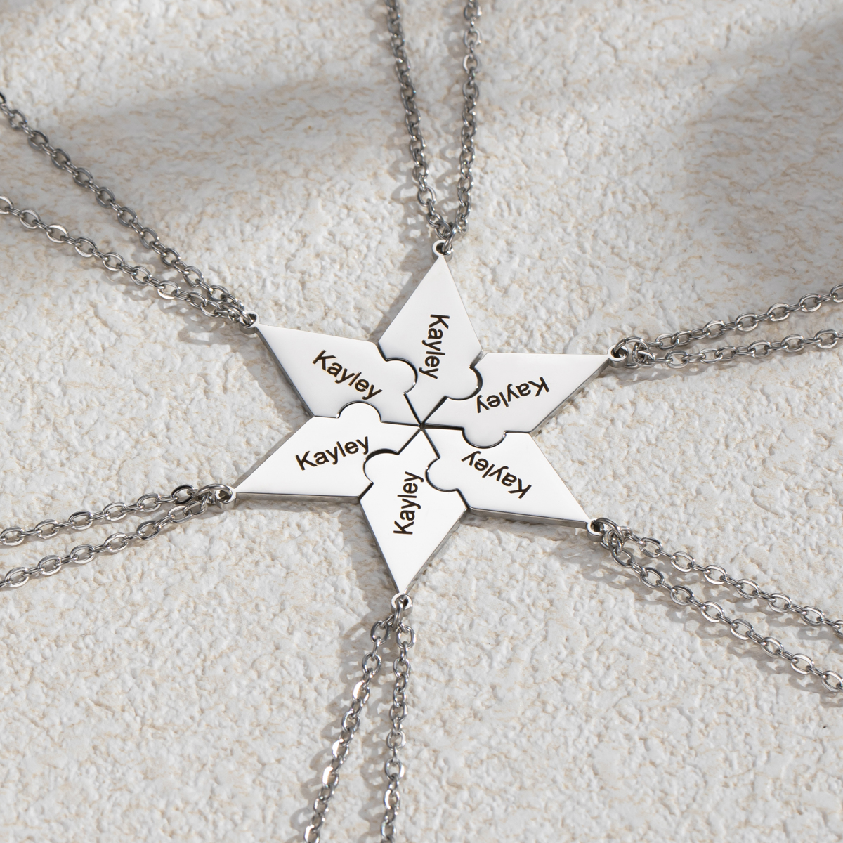Customized Necklace with Snowflake Shape and Multiple Name Puzzles
