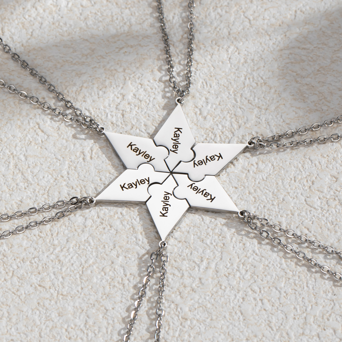 Customized Necklace with Snowflake Shape and Multiple Name Puzzles