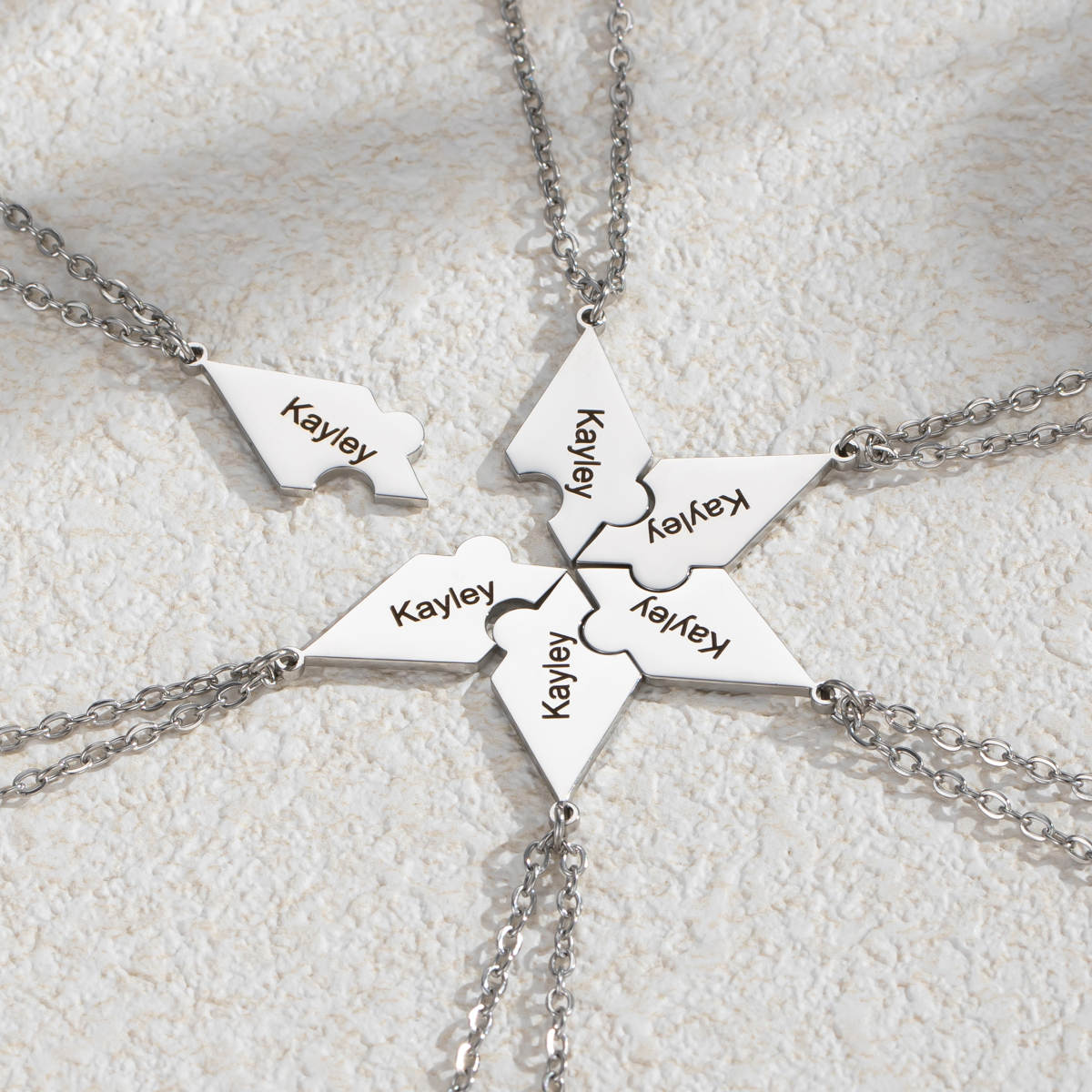 Customized Necklace with Snowflake Shape and Multiple Name Puzzles
