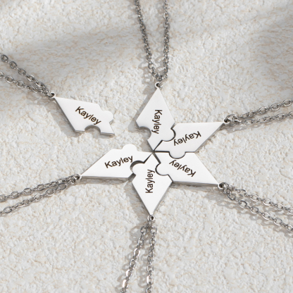 Customized Necklace with Snowflake Shape and Multiple Name Puzzles