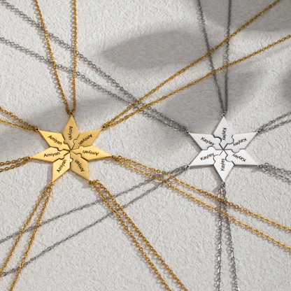 Customized Necklace with Snowflake Shape and Multiple Name Puzzles