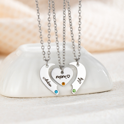 Customized Name Necklace with Three Puzzle Pieces: The Love of Parents in the Family 