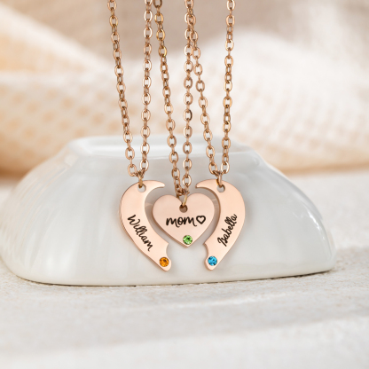 Customized Name Necklace with Three Puzzle Pieces: The Love of Parents in the Family 