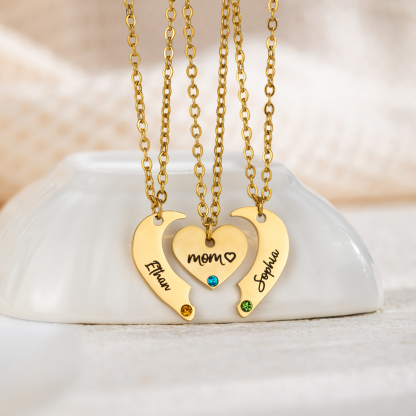 Customized Name Necklace with Three Puzzle Pieces: The Love of Parents in the Family 