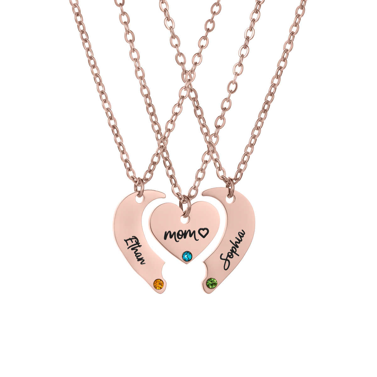 Customized Name Necklace with Three Puzzle Pieces: The Love of Parents in the Family 