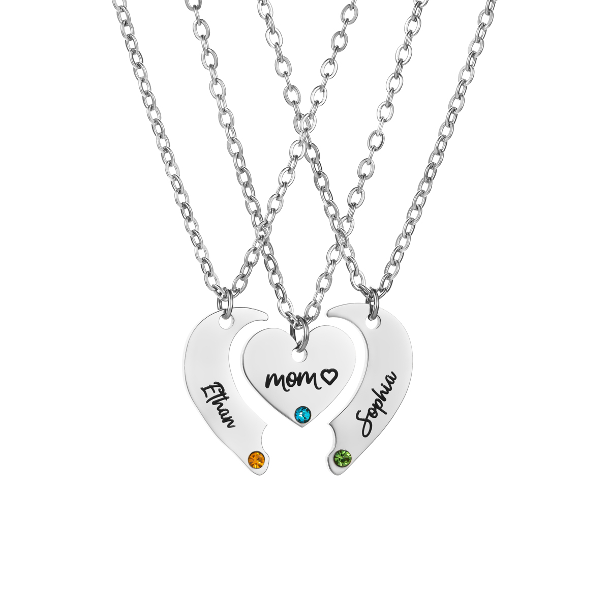 Customized Name Necklace with Three Puzzle Pieces: The Love of Parents